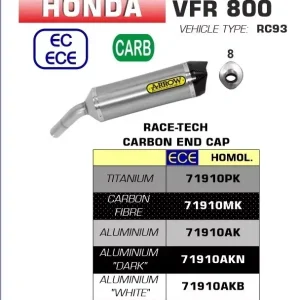Beliebt Arrow Race-Tech Carbon Endschalldämpfer passend für Honda VFR 800 R 17-20
