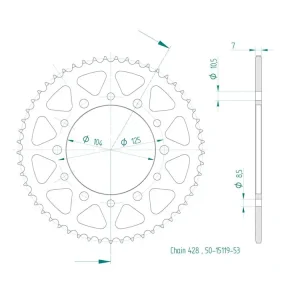 Online Kaufen Kettenrad Stahl 53 Zähne passend für Keeway RKV 125 C CBS (Bj.23-)