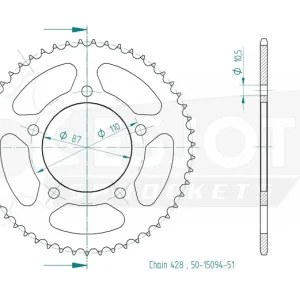 Kettenrad Stahl 51 Zähne CNC (428) passend für Kreidler Dice GS SM Bestpreis