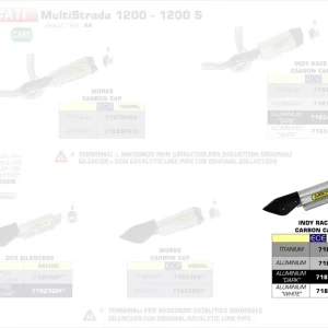 Arrow Indy Race Aluminium Endschalldämpfer schwarz passend für Ducati Multistrada 1260/1200/S 15-20 Neu Im Sortiment