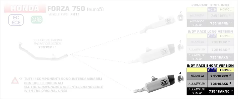 Saisonangebot Arrow Indy-Race Endschalldämpfer kurz Aluminium Schwarz passend für Honda Forza 750 21-23