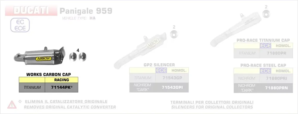 Neue Ware Arrow Works Titan Endschalldämpfer Set passend für Ducati Panigale 959 (2016–2019)