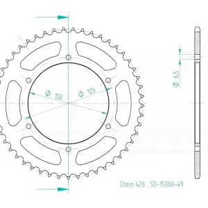 Solange Der Vorrat Reicht Kettenrad Stahl 43 49 50 Zähne (428) passend für Derbi GPR 4T / Mulhacen Cafe