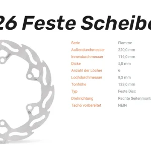 Moto-Master Bremsscheibe Flame hinten passend für Yamaha - 110226 Kostenfreie Lieferung