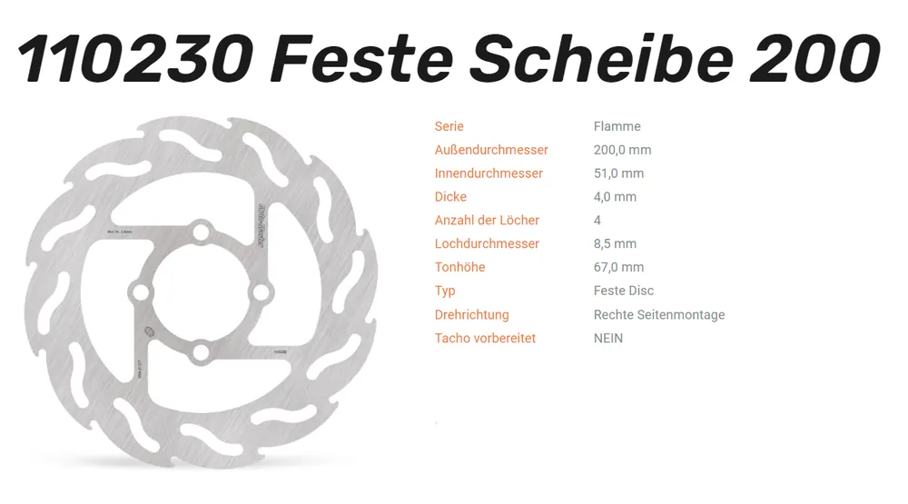 Neue Kollektion Moto-Master Bremsscheibe Flame hinten passend für Yamaha - 110230