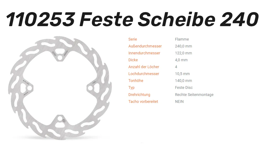 Preisknaller Moto-Master Bremsscheibe Flame hinten passend für Suzuki - 110253