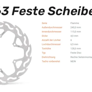 Moto-Master Bremsscheibe Flame hinten passend für TM Racing - 110263 Markenprodukt