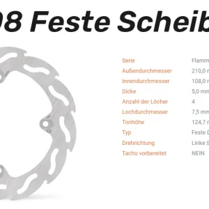 Garantierte Lieferung Moto-Master Bremsscheibe Flame hinten passend für MV Agusta - 110308
