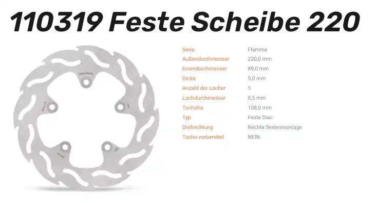 Moto-Master Bremsscheibe Flame hinten passend für KTM - 110319 Kostenloser Rückversand