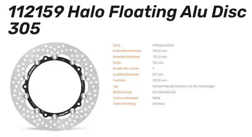 Abverkauf Moto-Master Bremsscheibe Floating-Alu Halo-Serie passend für BMW - 112159