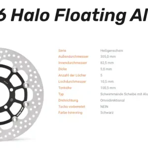 Moto-Master Bremsscheibe Floating-Alu Halo-Serie passend für Triumph - 112166 Geprüft
