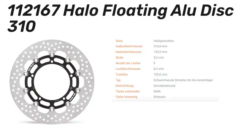 Markenware Moto-Master Bremsscheibe Floating-Alu Halo-Serie passend für Yamaha - 112167