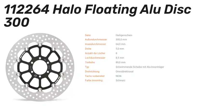 Moto-Master Bremsscheibe Floating-Alu Halo-Serie passend für Ducati - 112264 Günstig