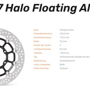 Geprüft Moto-Master Bremsscheibe Floating-Alu Halo-Serie passend für Suzuki - 112287
