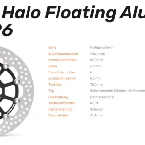 Finale Aktion Moto-Master Bremsscheibe Floating-Alu Offset Halo-Serie passend für Honda - 113105