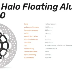 Moto-Master Bremsscheibe Floating-Alu Offset Halo-Serie passend für Honda - 113109 Versand Am Gleichen Tag