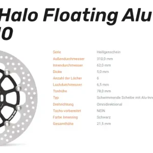 Online Kaufen Moto-Master Bremsscheibe Floating-Alu Offset Halo-Serie passend für Honda - 113111