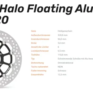 Moto-Master Bremsscheibe Floating-Alu Offset Halo-Serie passend für Honda - 113113 Kostenloser Versand