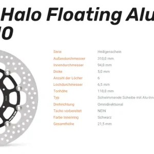 Moto-Master Bremsscheibe Floating-Alu Offset Halo-Serie passend für Honda - 113116 Versand Am Gleichen Tag