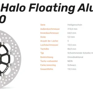 Moto-Master Bremsscheibe Floating-Alu Offset Halo-Serie passend für Suzuki - 113124 Highlight