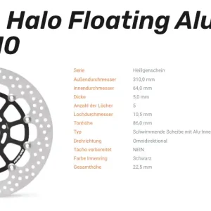 Moto-Master Bremsscheibe Floating-Alu Offset Halo-Serie passend für Suzuki - 113126 Solange Der Vorrat Reicht