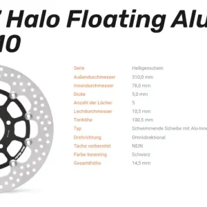 Saisonangebot Moto-Master Bremsscheibe Floating-Alu Offset Halo-Serie passend für Triumph - 113127