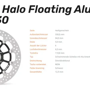 Moto-Master Bremsscheibe Floating-Alu Offset Halo-Serie passend für Honda - 113144 Begrenztes Angebot