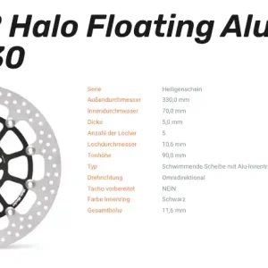 Moto-Master Bremsscheibe Floating-Alu Offset Halo-Serie passend für Kawasaki - 113202 Neue Ware