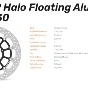 Neue Kollektion Moto-Master Bremsscheibe Floating-Alu Offset Halo-Serie passend für Honda - 113229