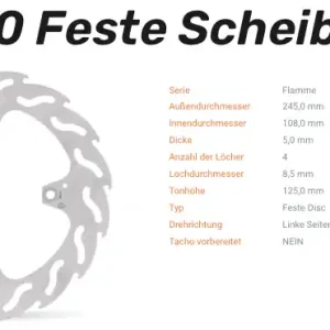 Markenprodukt Moto-Master Bremsscheibe Flame hinten passend für Ducati - 110380