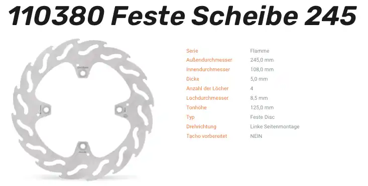 Markenprodukt Moto-Master Bremsscheibe Flame hinten passend für Ducati - 110380