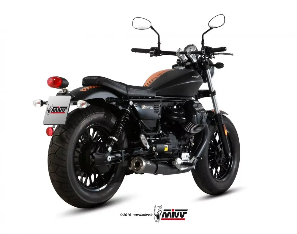 Markenware MIVV Ghibli Black Steel Endschalldämpfer passend für Moto Guzzi V9 Bobber / Roamer