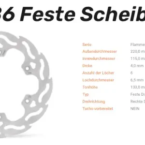 Moto-Master Bremsscheibe Flame hinten passend für Yamaha - 110386 Finale Aktion