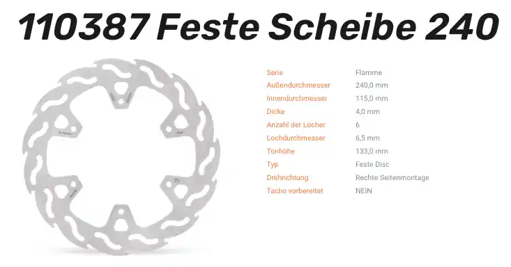 Super-Preis Moto-Master Bremsscheibe Flame hinten passend für Yamaha - 110387