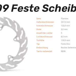 Moto-Master Bremsscheibe Flame hinten passend für Yamaha - 110409 Garantierte Lieferung