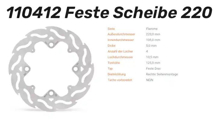 Geprüft Moto-Master Bremsscheibe Flame hinten passend für Honda - 110412