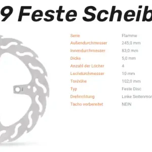 Moto-Master Bremsscheibe Flame hinten passend für Ducati - 110449 Markenware