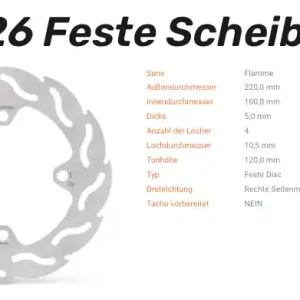 Moto-Master Bremsscheibe Flame hinten passend für Kawasaki - 110526 Begrenztes Angebot