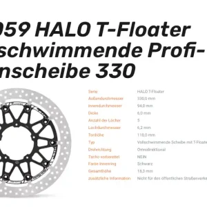 Moto-Master schwimmende Profi-Rennscheibe Halo T-Floater passend für Honda - 117059 Neuheit