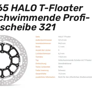 Moto-Master schwimmende Profi-Rennscheibe Halo T-Floater passend für Honda - 117065 Sonderaktion