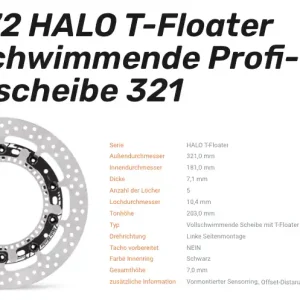 Nur Heute Moto-Master schwimmende Profi-Rennscheibe Halo T-Floater passend für BMW - 117072