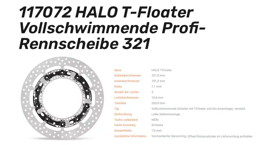 Nur Heute Moto-Master schwimmende Profi-Rennscheibe Halo T-Floater passend für BMW - 117072