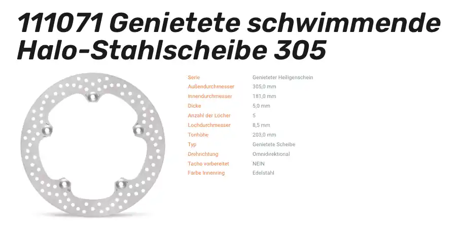 Expressversand Moto-Master Bremsscheibe genietet Halo-Serie passend für BMW - 111071