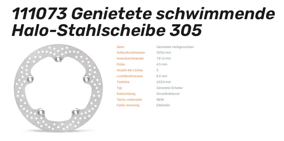 Gratis Versand Moto-Master Bremsscheibe genietet Halo-Serie passend für BMW - 111073