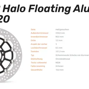 Geprüft Moto-Master Bremsscheibe Floating-Alu Offset Halo-Serie passend für MV Agusta - 113159