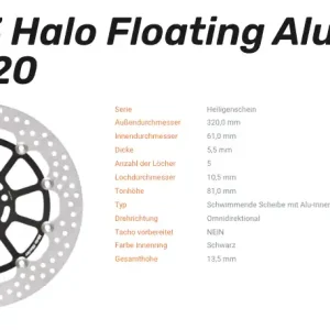 Moto-Master Bremsscheibe Floating-Alu Offset Halo-Serie passend für Kawasaki - 113163 Abverkauf