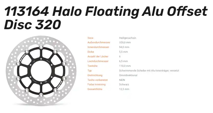 Moto-Master Bremsscheibe Floating-Alu Offset Halo-Serie passend für Honda - 113164 Jetzt Bestellen