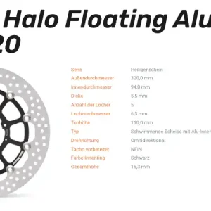 Moto-Master Bremsscheibe Floating-Alu Offset Halo-Serie passend für Honda - 113199 Billig