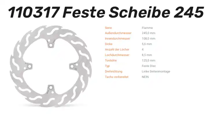 Schnäppchen Moto-Master Bremsscheibe Flame hinten passend für Ducati - 110317