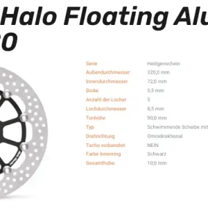 Zertifiziert Moto-Master Bremsscheibe Floating-Alu Offset Halo-Serie passend für Ducati - 113166
